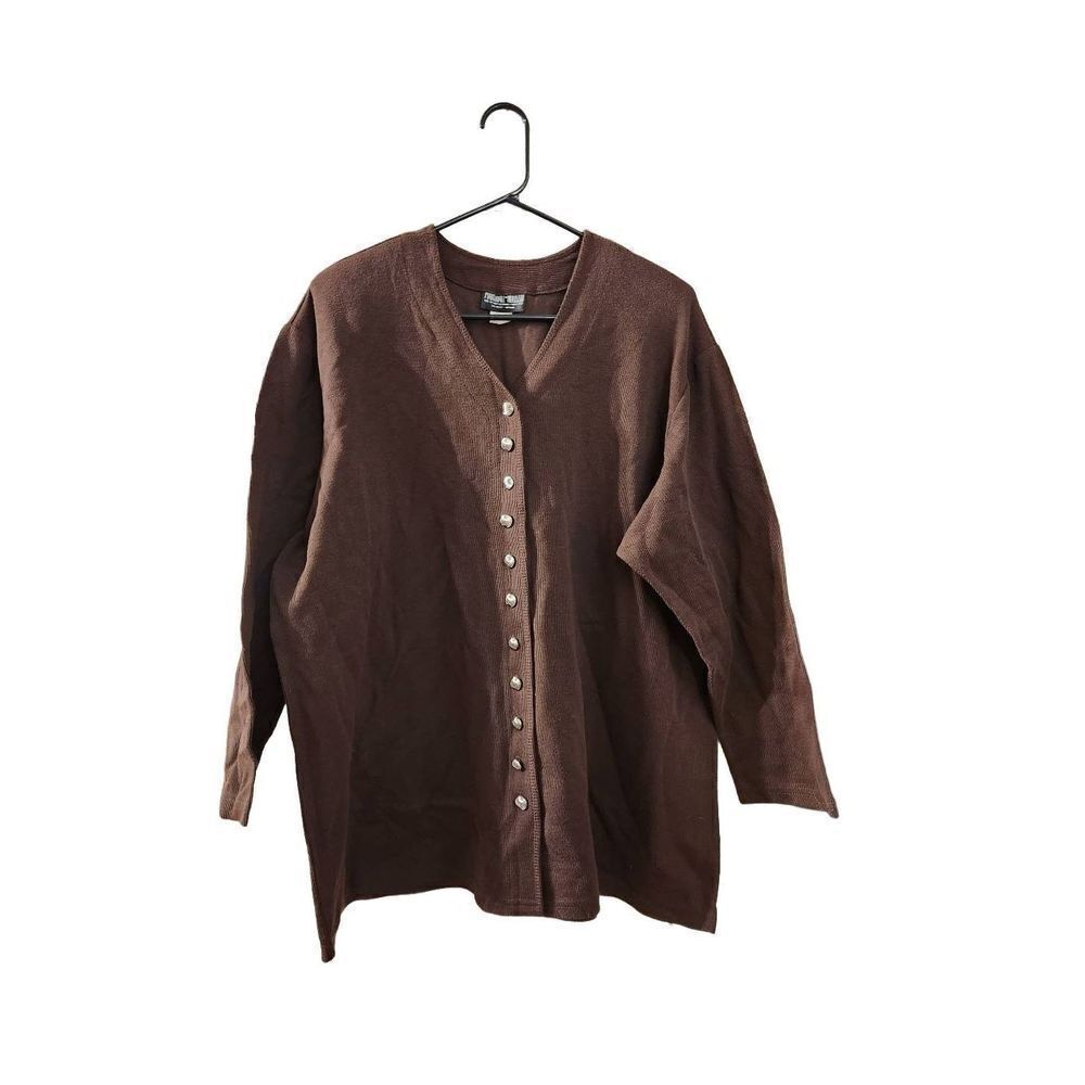 Marshall Rousso plus size brown top with shoulder pads